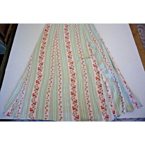 WeWoreWhat Women Sz 2 Green Victorian Floral Stripe Puff Sleeve Midi Dress - Picture 9 of 10